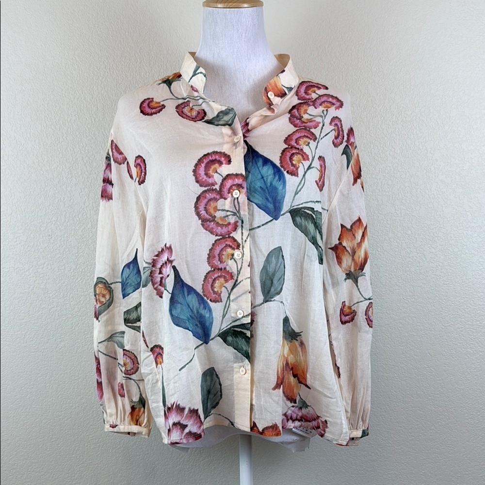 Luisa Cerano 100% Cotton‎ Floral Print Women's Top Size 8